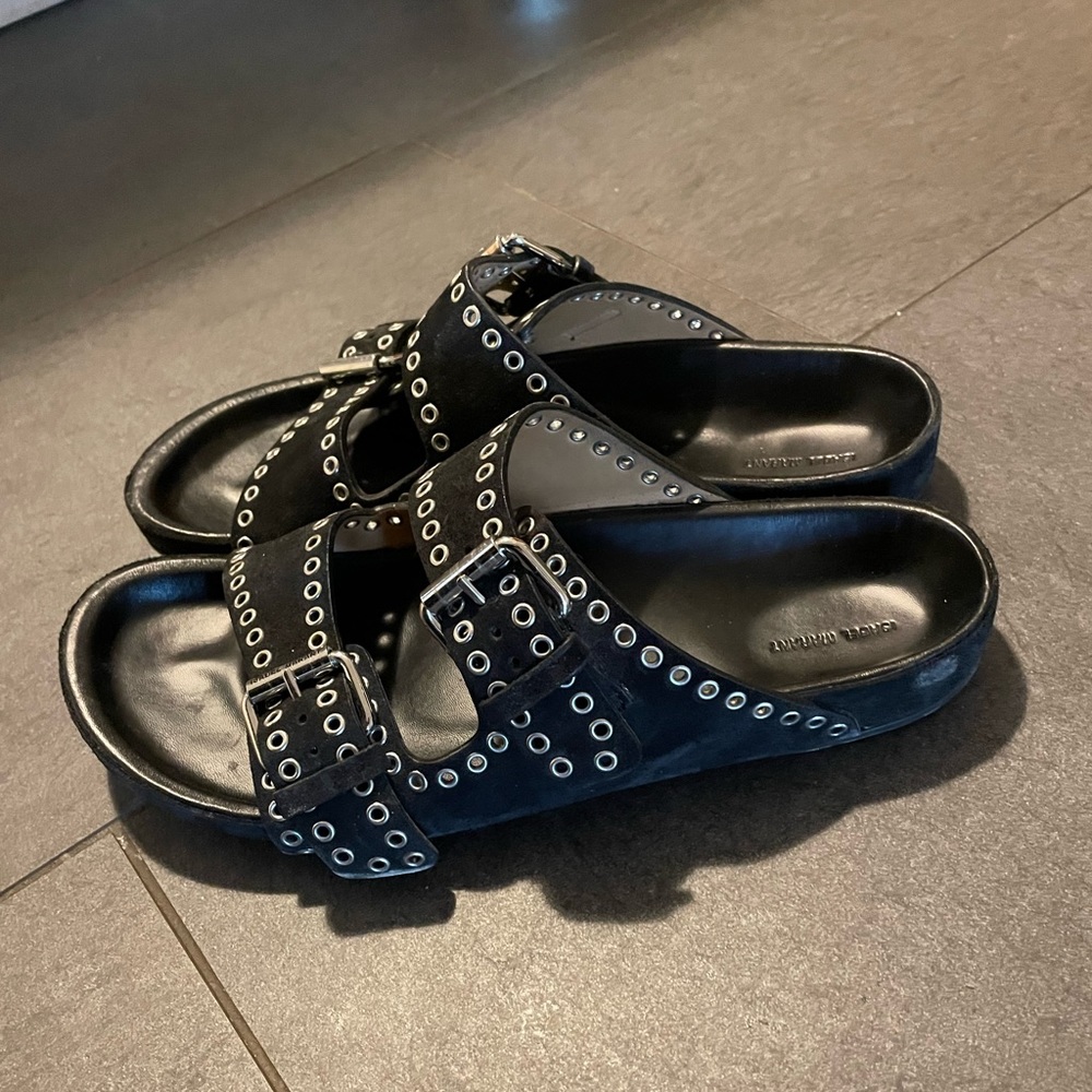 Isabel Marant Lennyo Studded Suede Black Sandals - sd 39